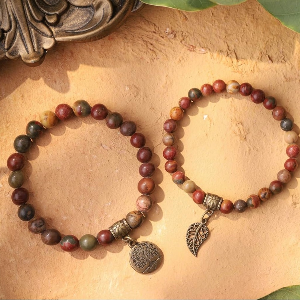 🆕New Picasso Jasper Tree Of Life Bracelet Set - Picture 4 of 4